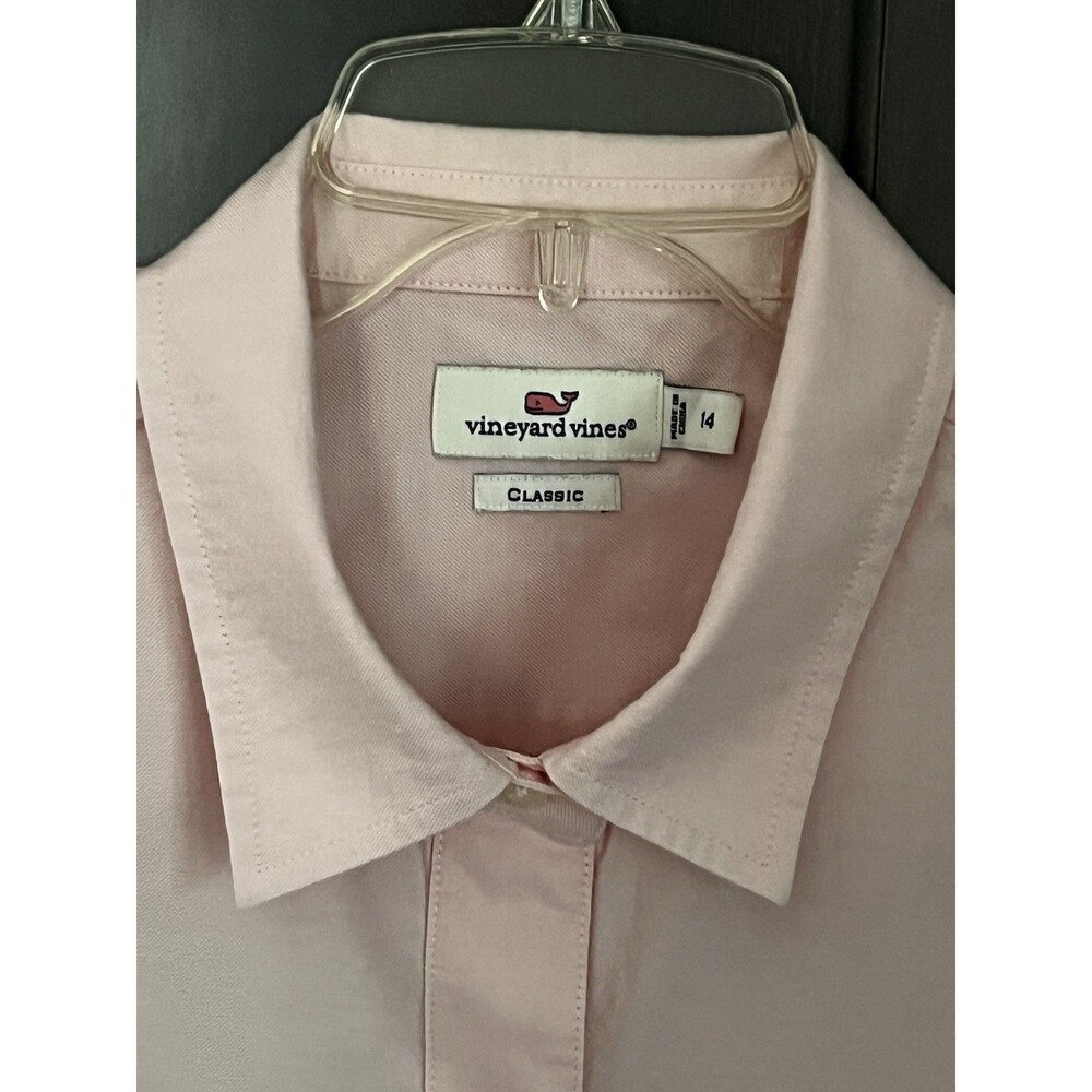 Vineyard Vines Women’s 14 Pink Cotton Long Sleeve Classic Oxford Shirt - Picture 3 of 11